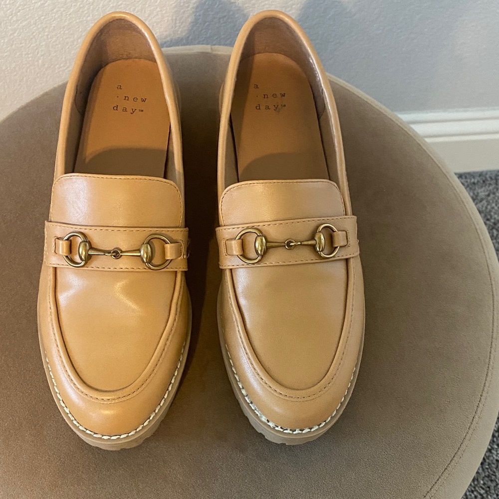 a new day Tan Leather Horsebit Loafers